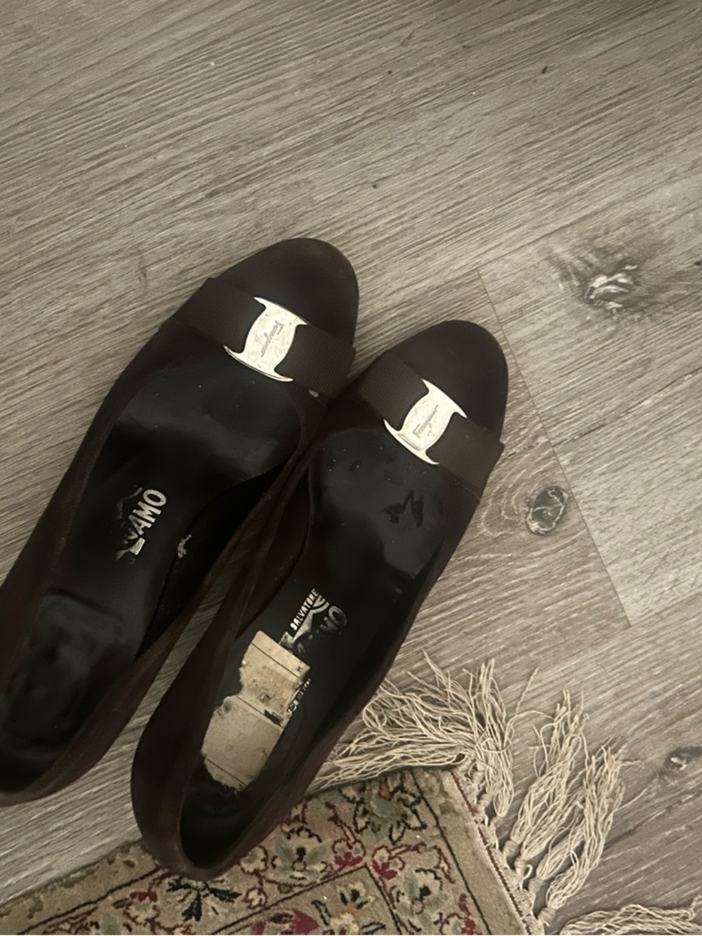 Salvatore Ferragamo Brown Vara Bow Leather Heels